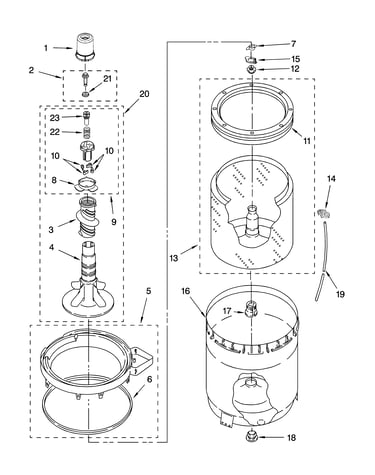 Agitator, basket and tub parts