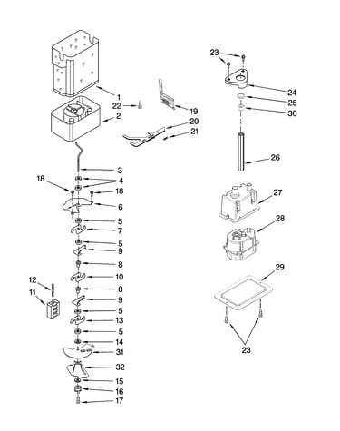 Motor and ice container parts