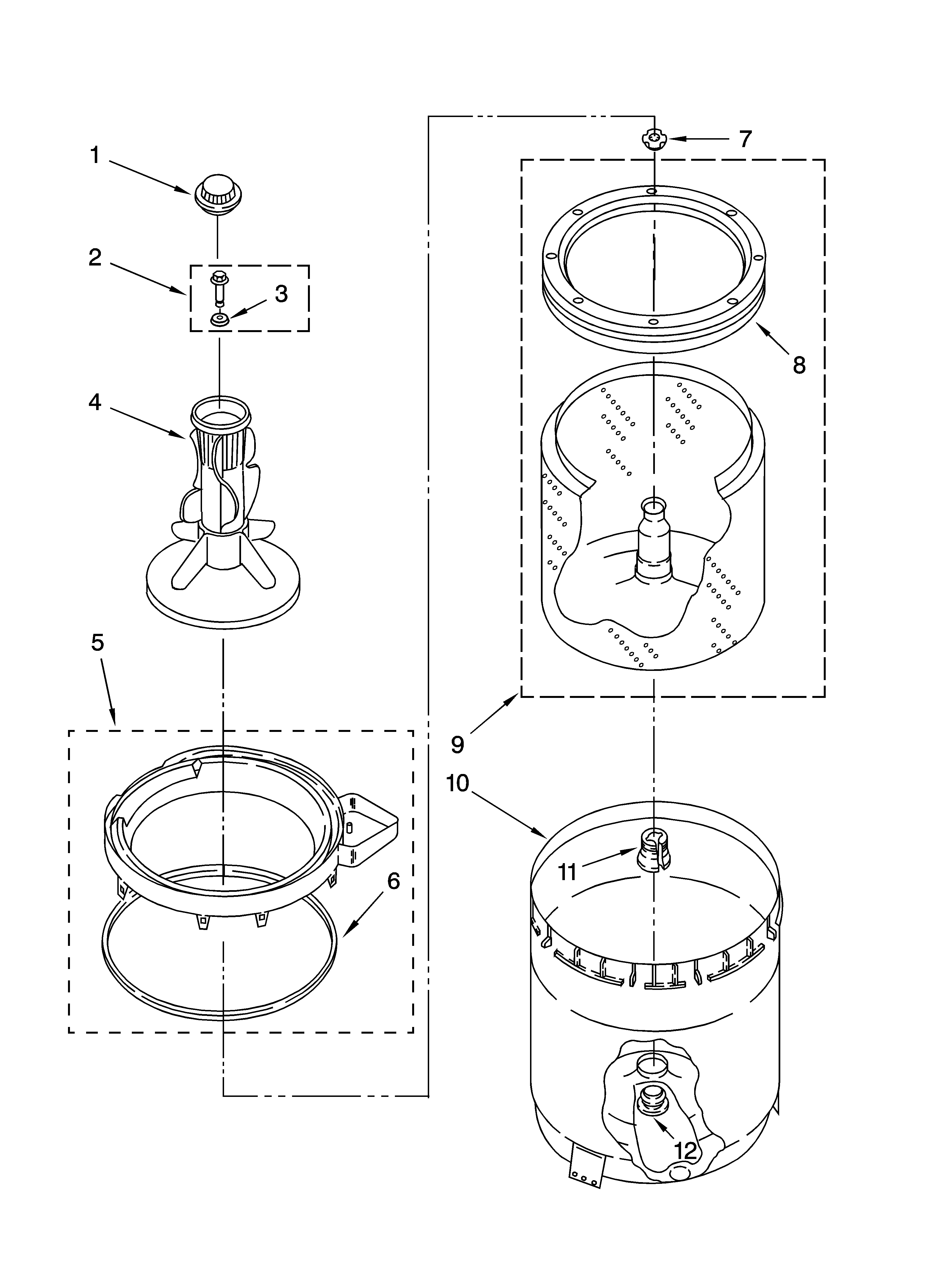 Agitator, basket and tub parts