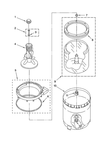 Agitator, basket and tub parts
