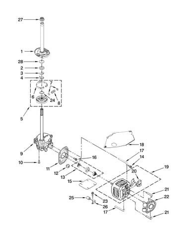 Brake, clutch, gearcase, motor and pump parts