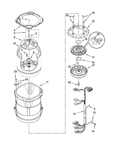 Motor, basket and tub parts