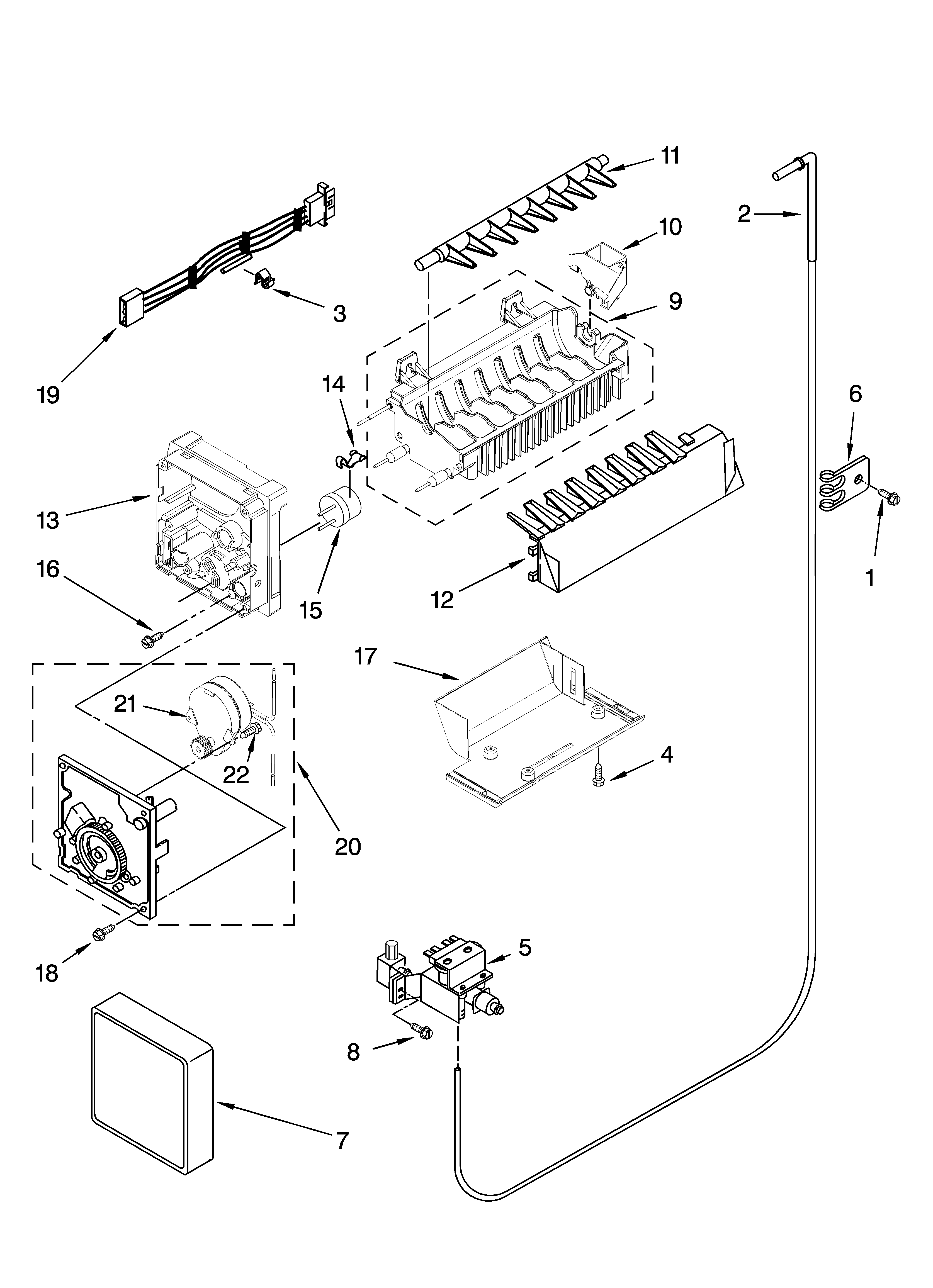 Icemaker parts, optional parts (not included)