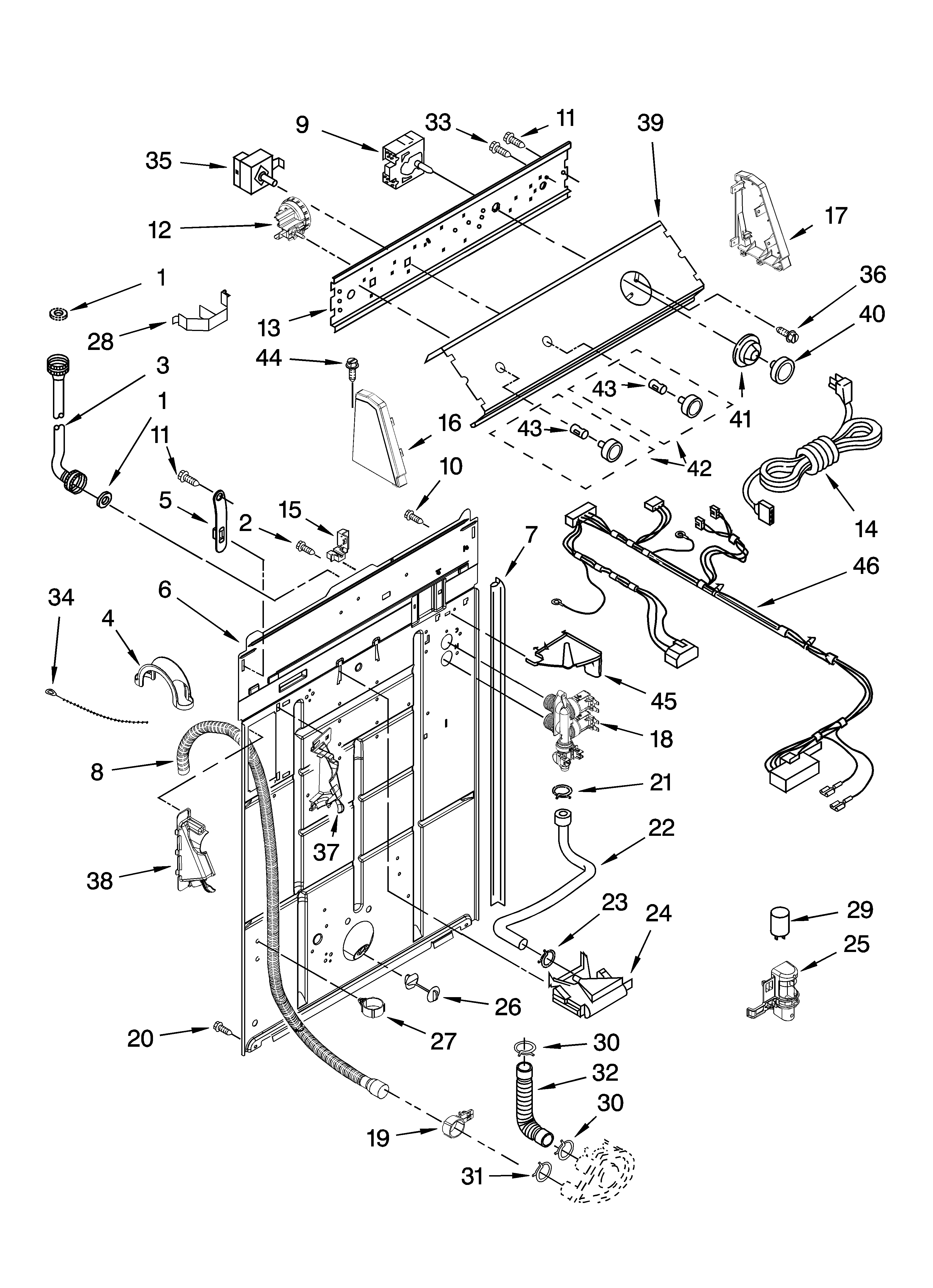 Controls and rear panel parts