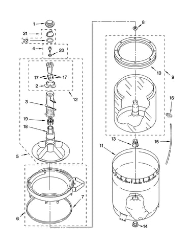 Agitator, basket and tub parts