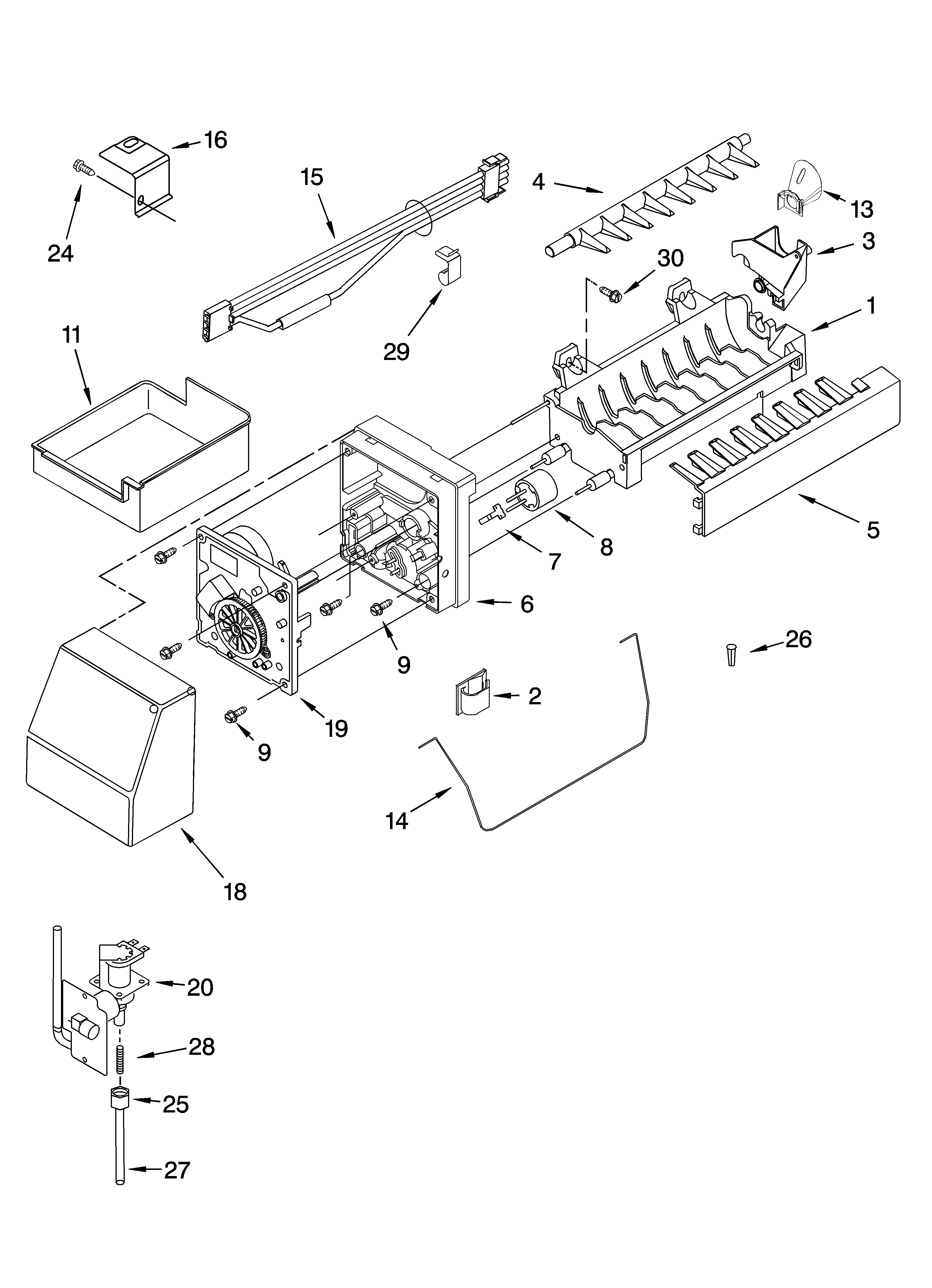 Icemaker parts, optional parts (not included)