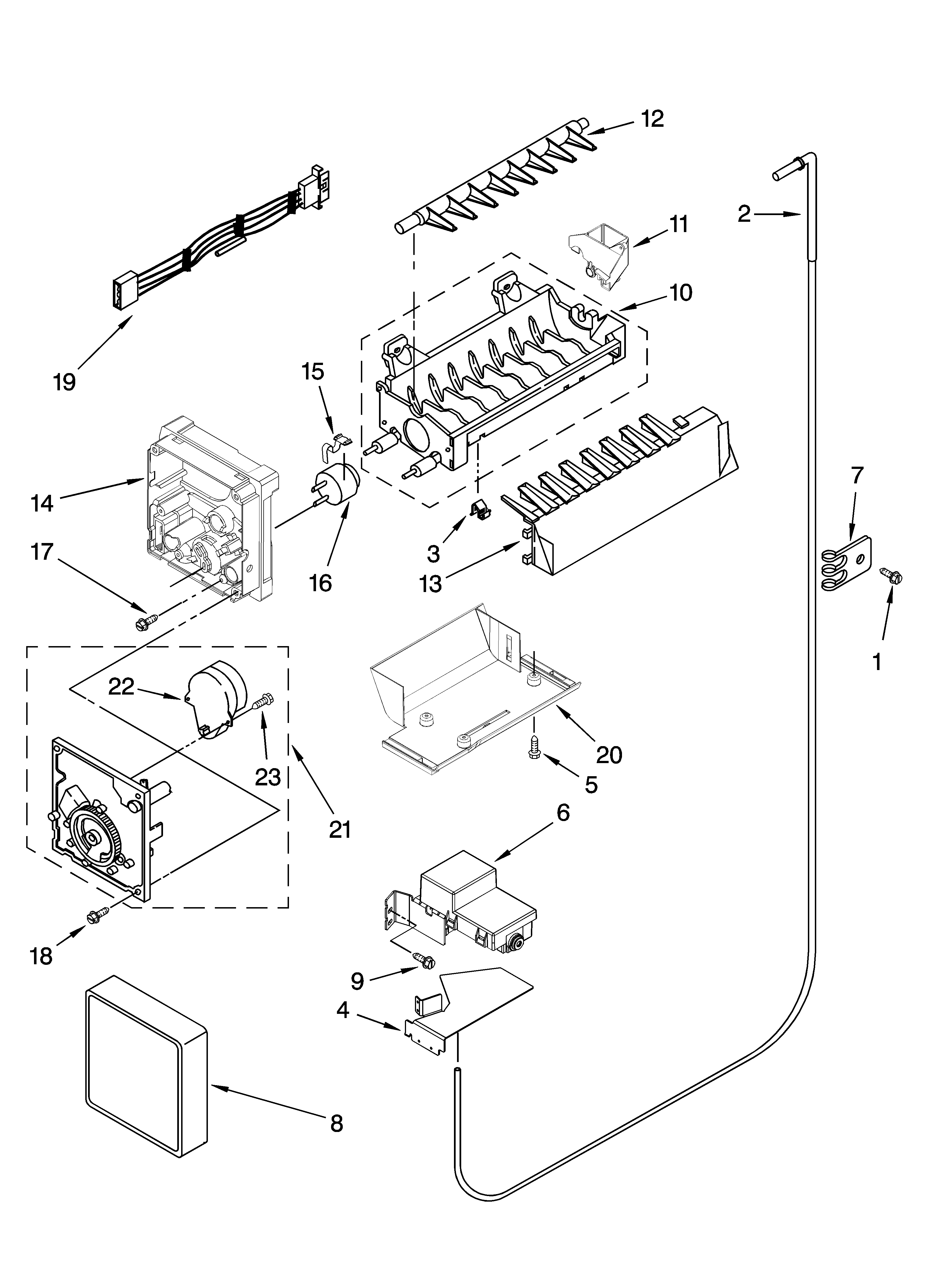 Icemaker parts, optional parts (not included)
