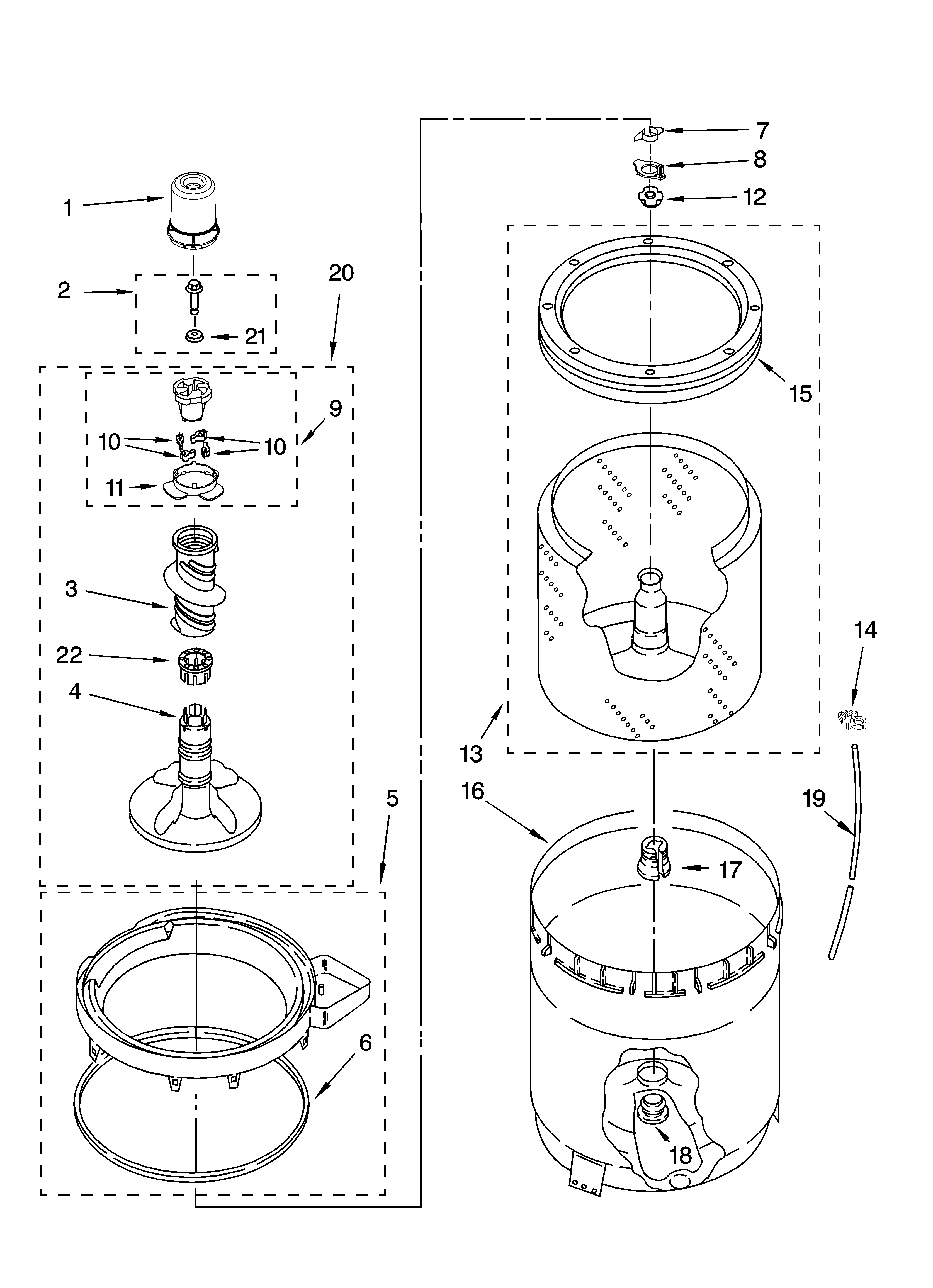 Agitator, basket and tub parts