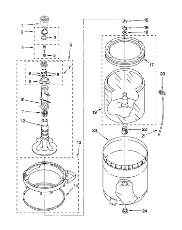 Agitator, basket and tub parts