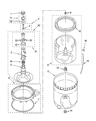 Agitator, basket and tub parts