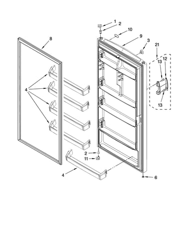 Door parts, optional parts (not included)