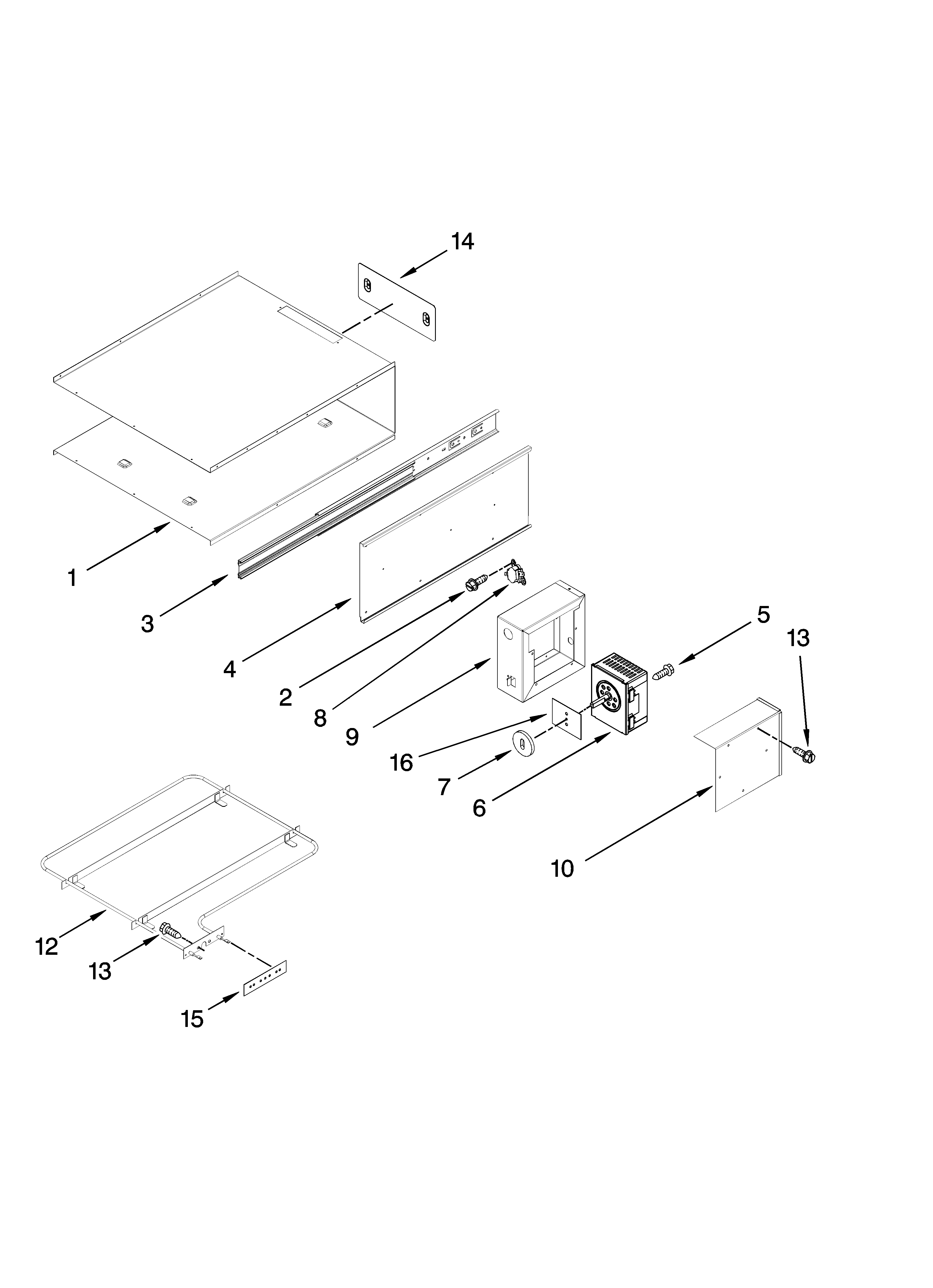 Internal warming drawer parts
