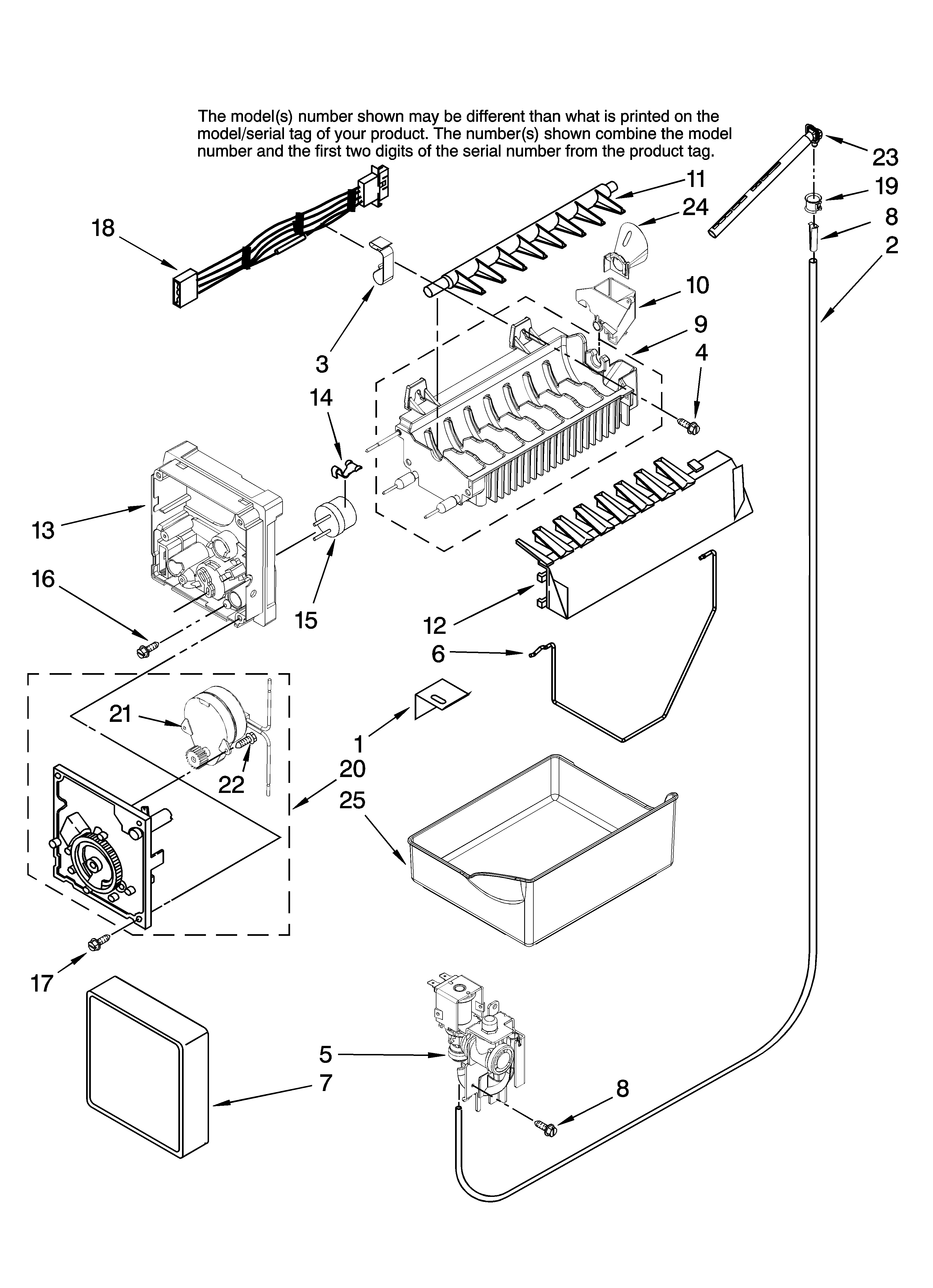 Icemaker parts, optional parts (not included)