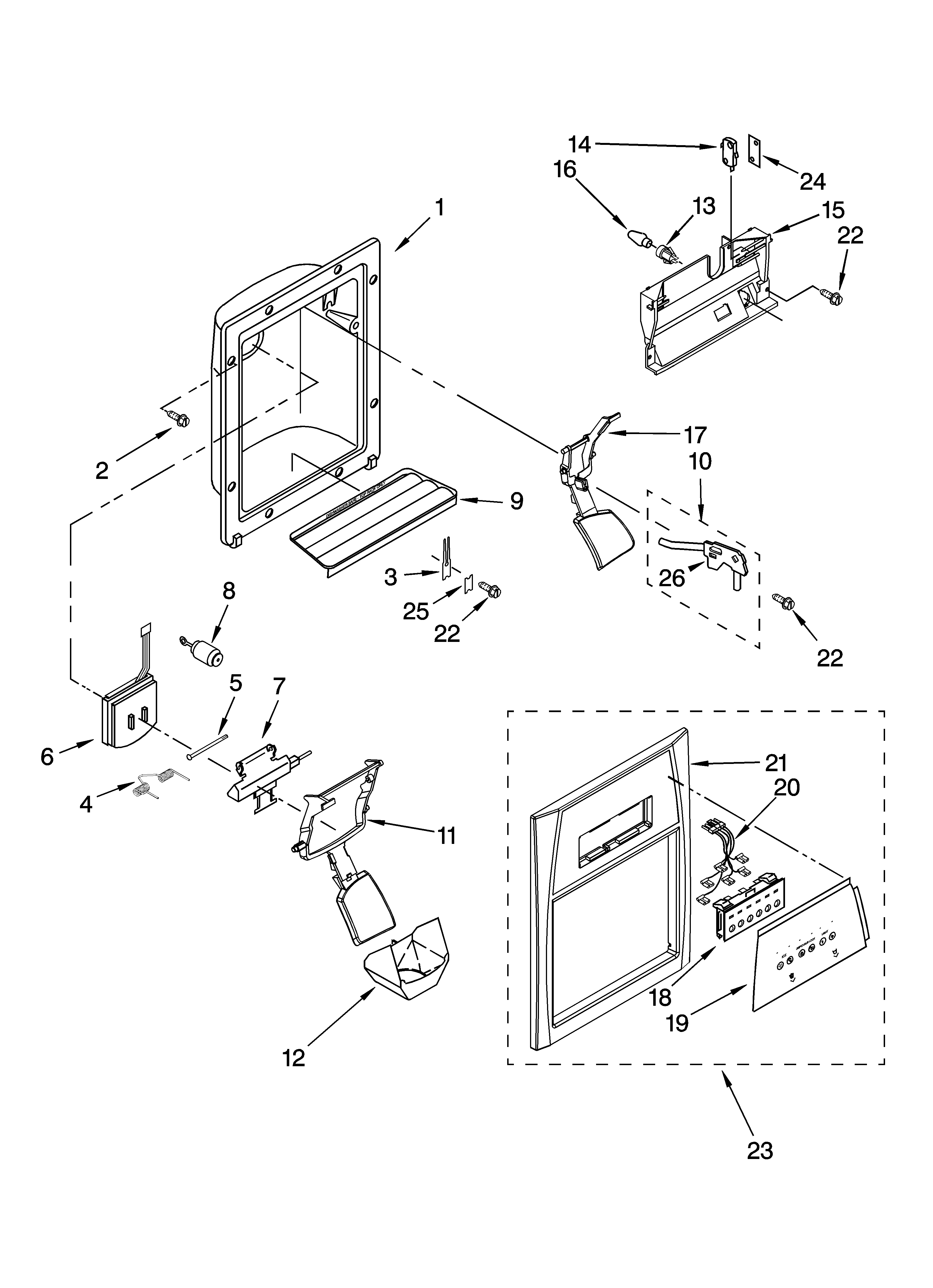 Dispenser front parts