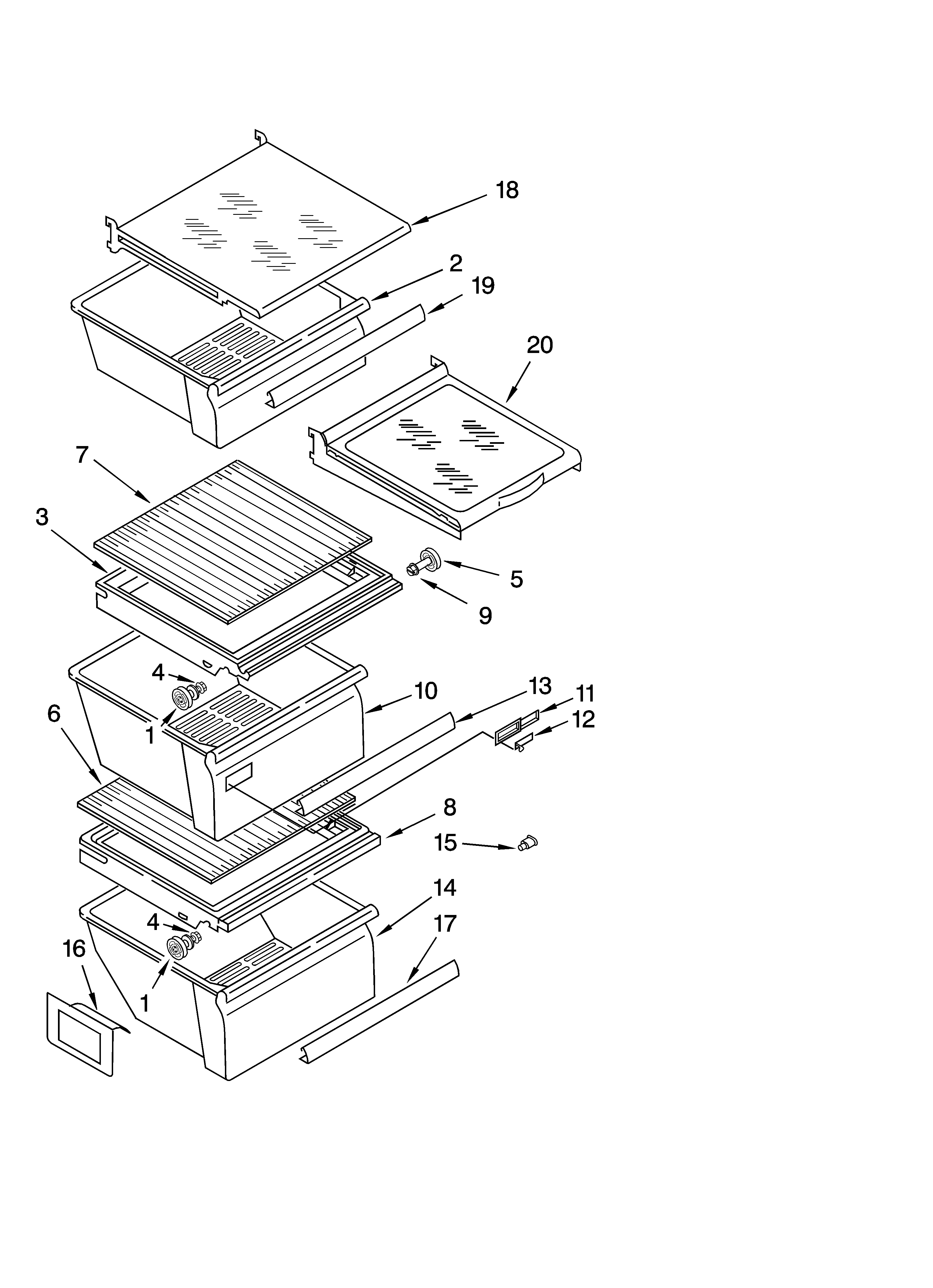 Refrigerator shelf parts