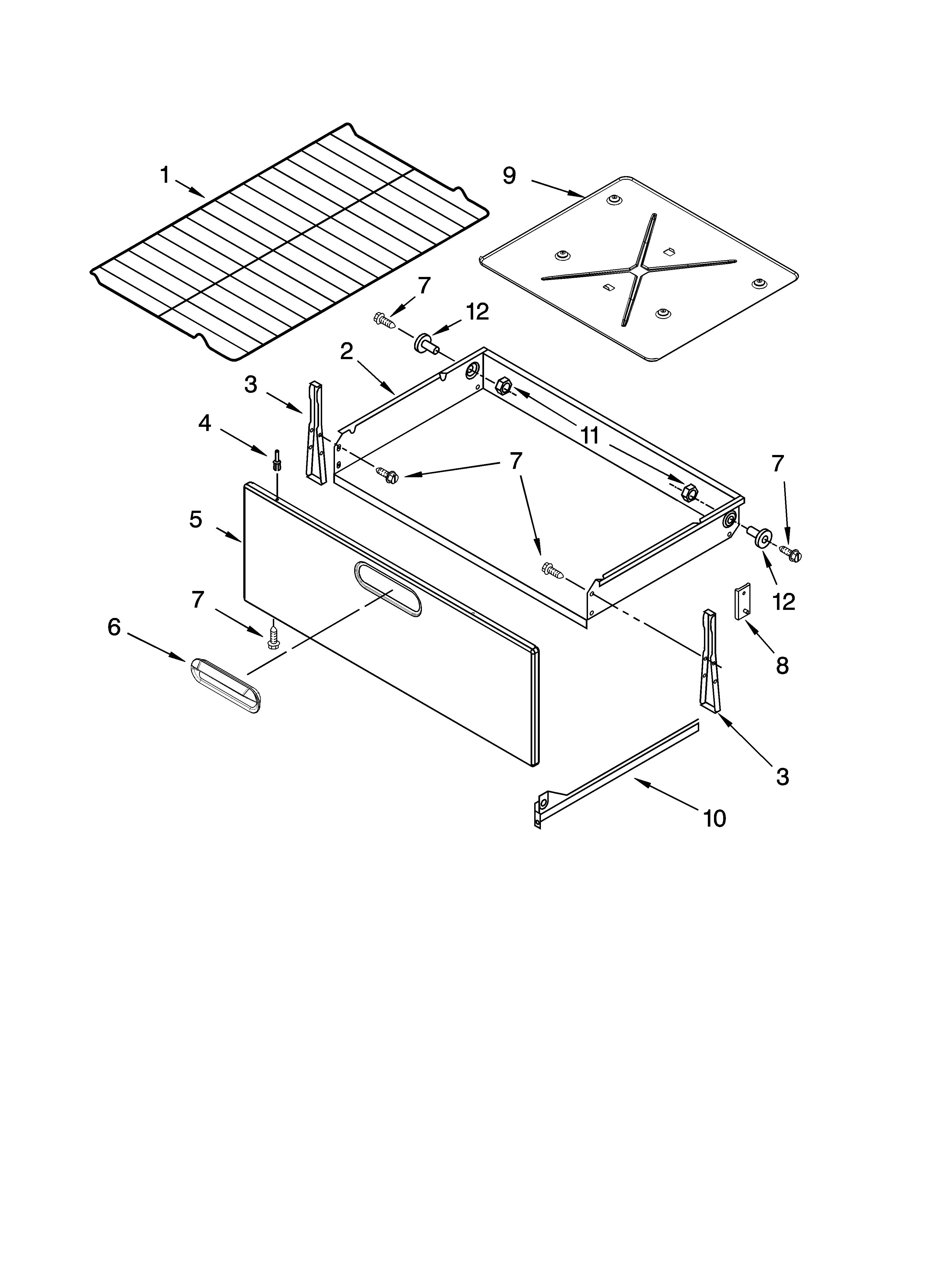 Drawer & broiler parts, optional parts