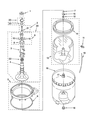 Agitator, basket and tub parts