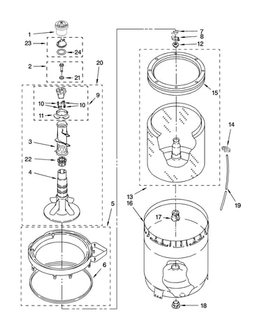 Agitator, basket and tub parts