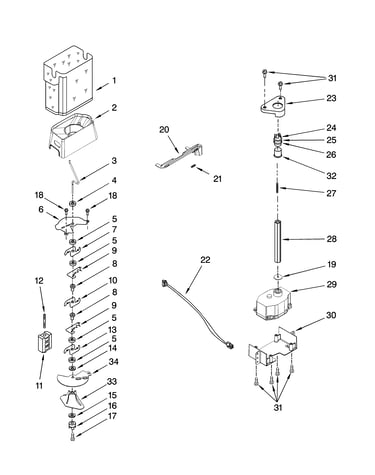 Motor and ice container parts