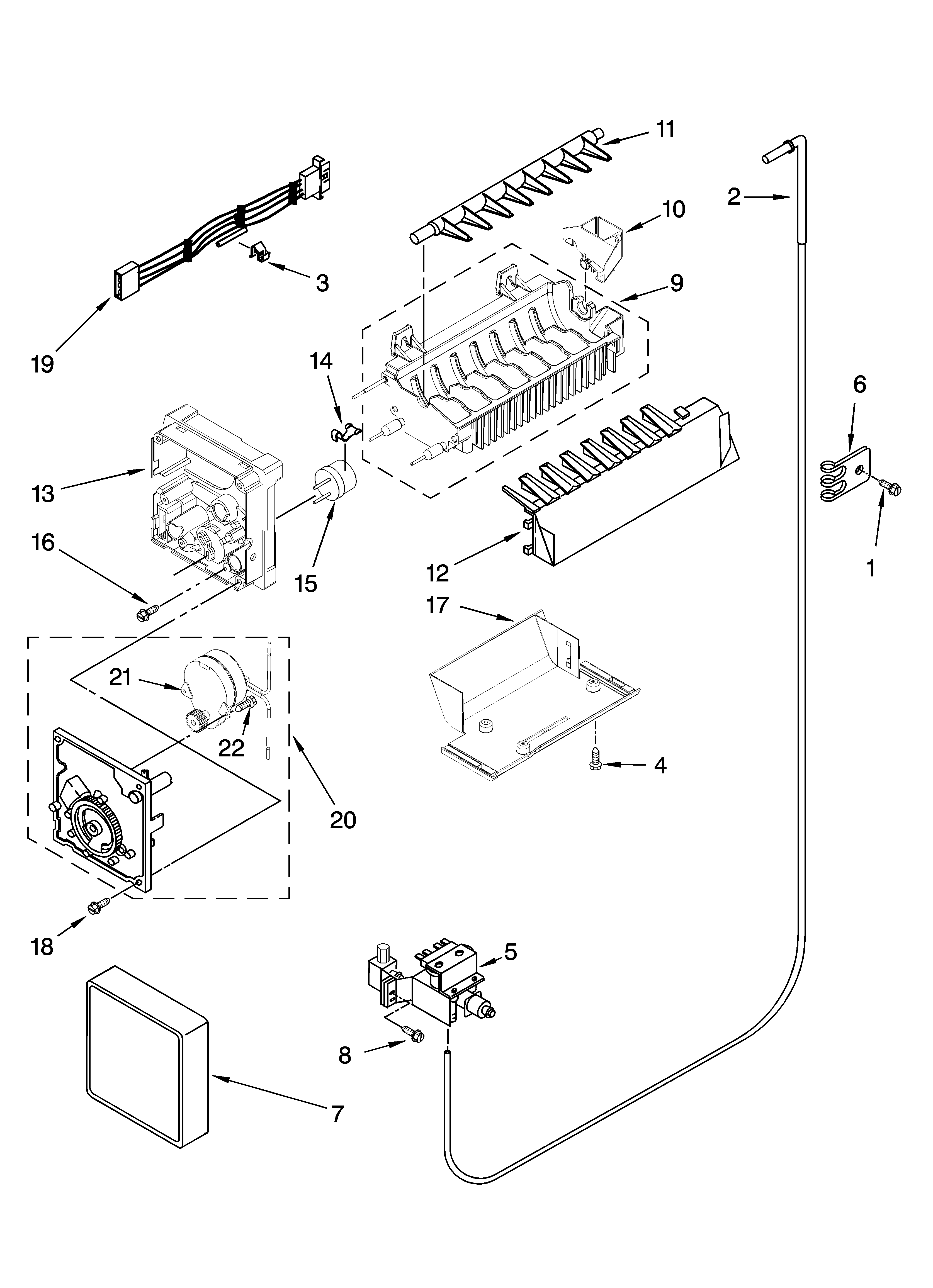 Icemaker parts, optional parts (not included)