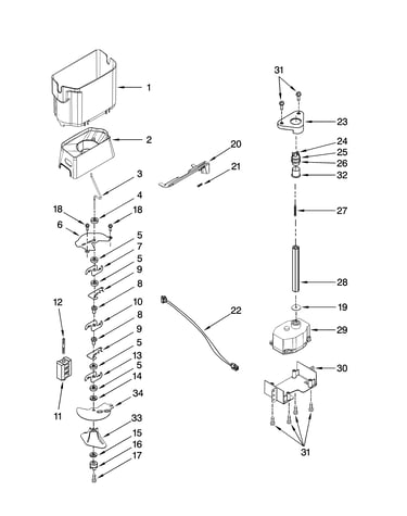 Motor and ice container parts