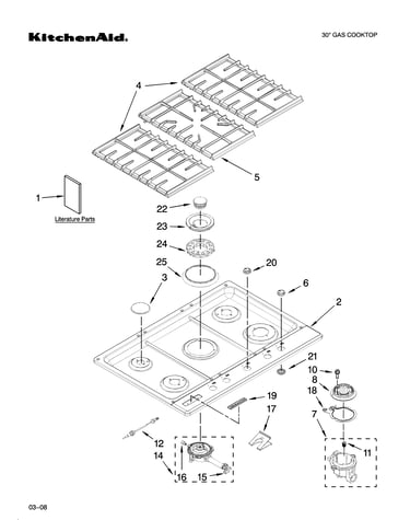 Cooktop, burner and grate parts
