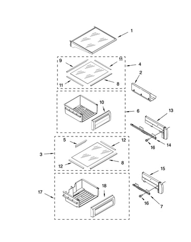 Refrigerator shelf parts