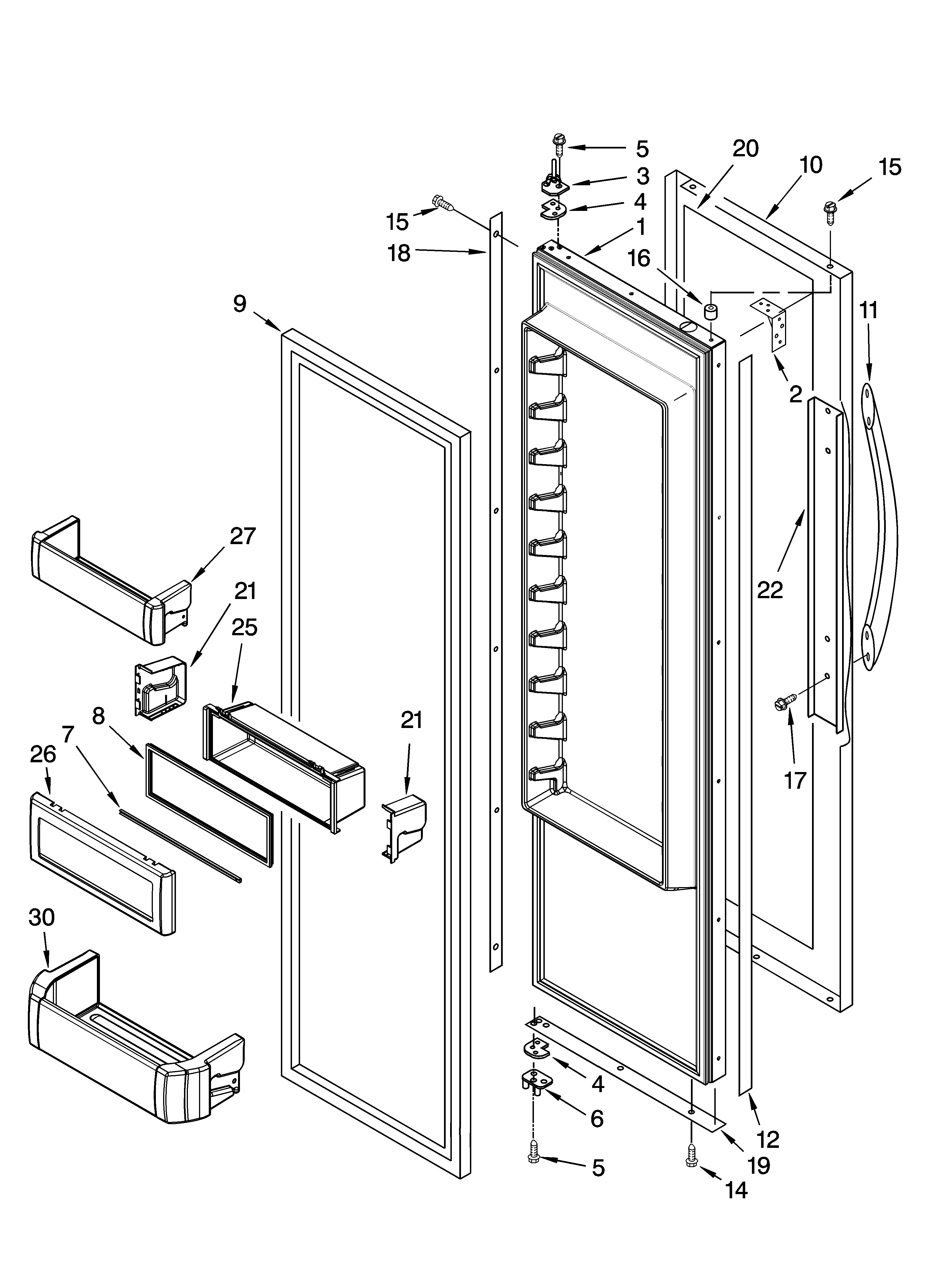 Refrigerator door parts