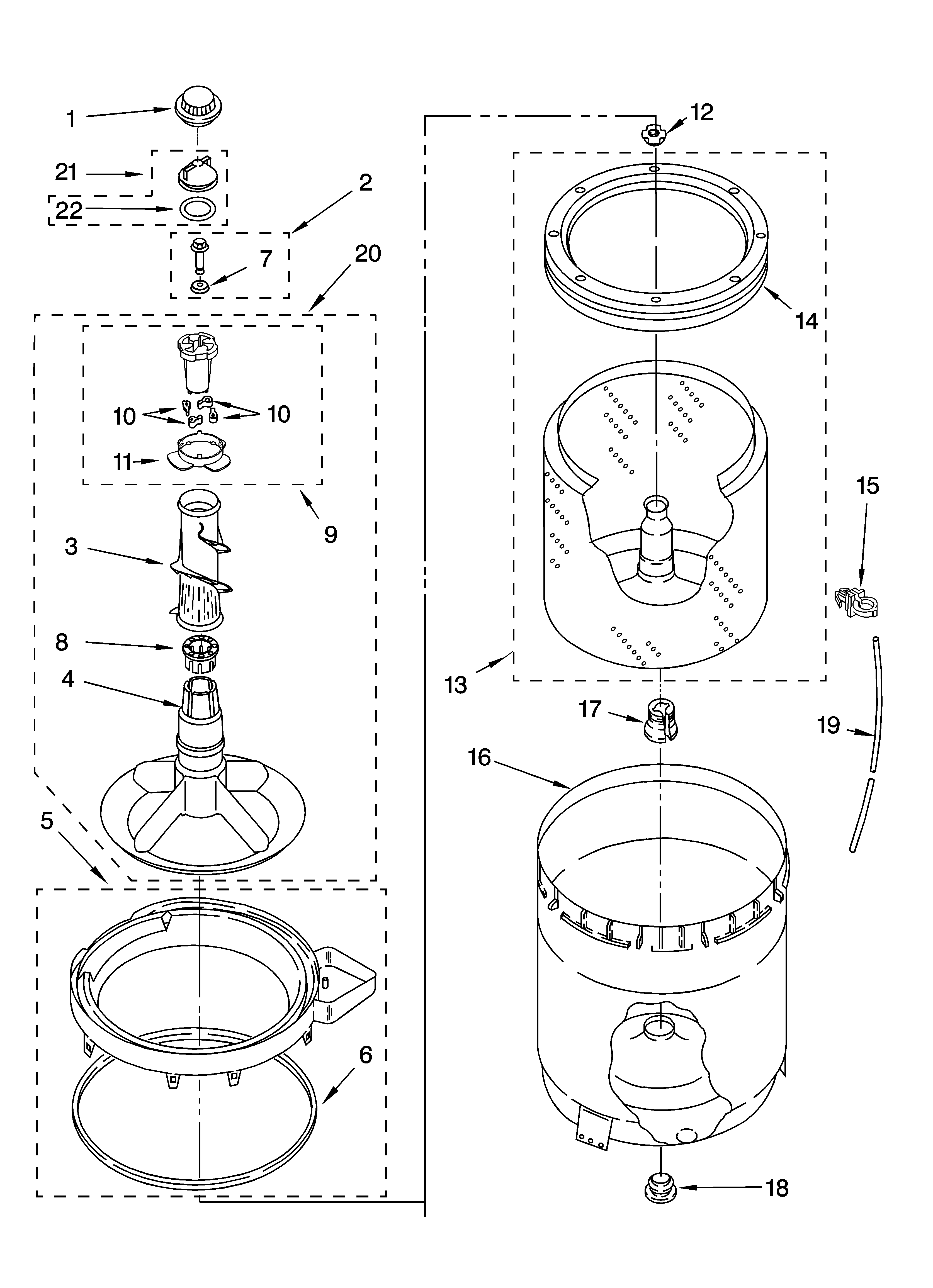 AGITATOR, BASKET AND TUB PARTS