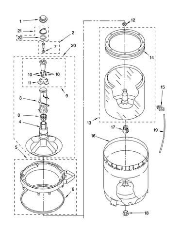 Agitator, basket and tub parts