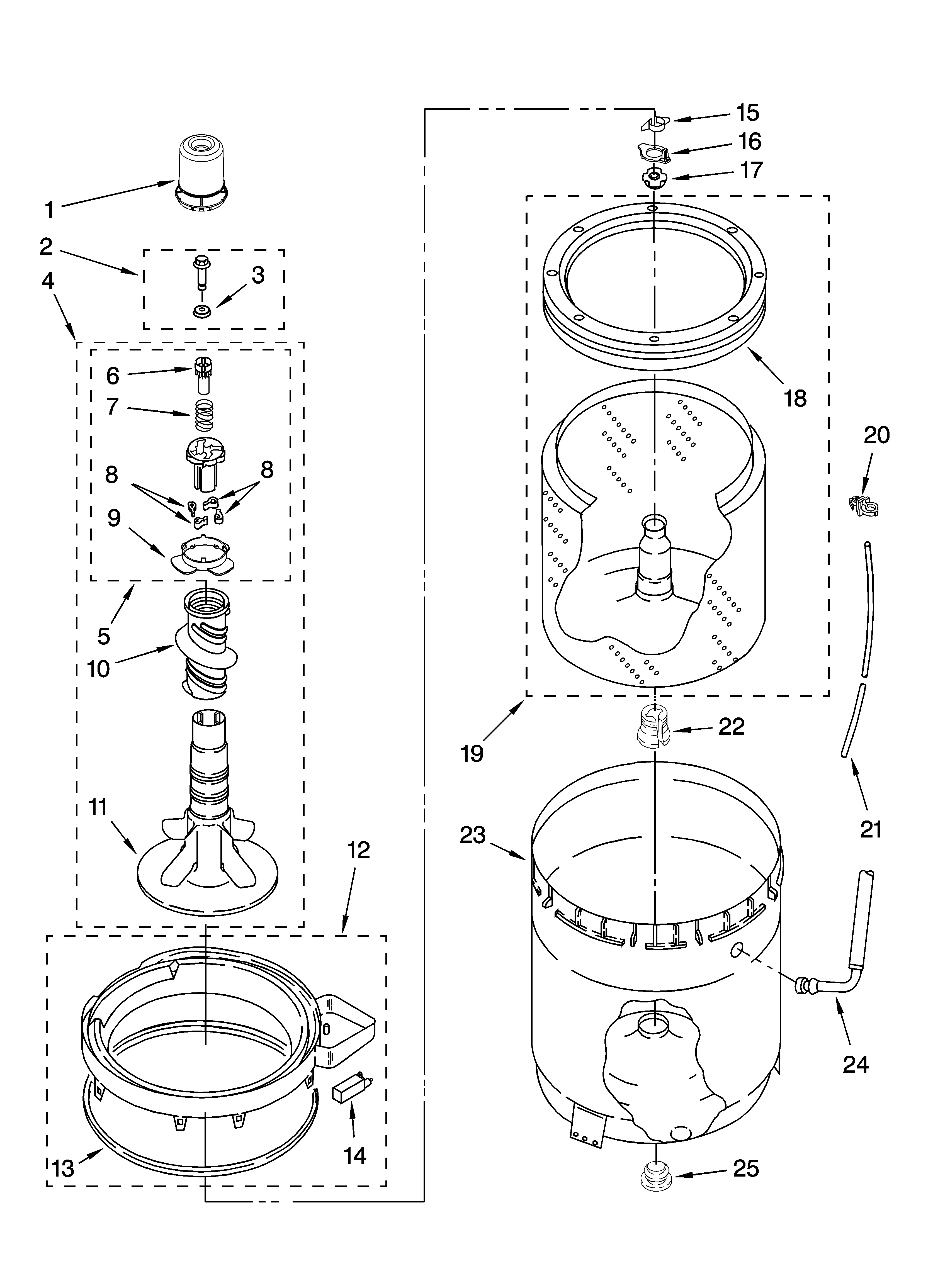 AGITATOR, BASKET AND TUB PARTS