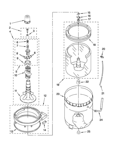 Agitator, basket and tub parts