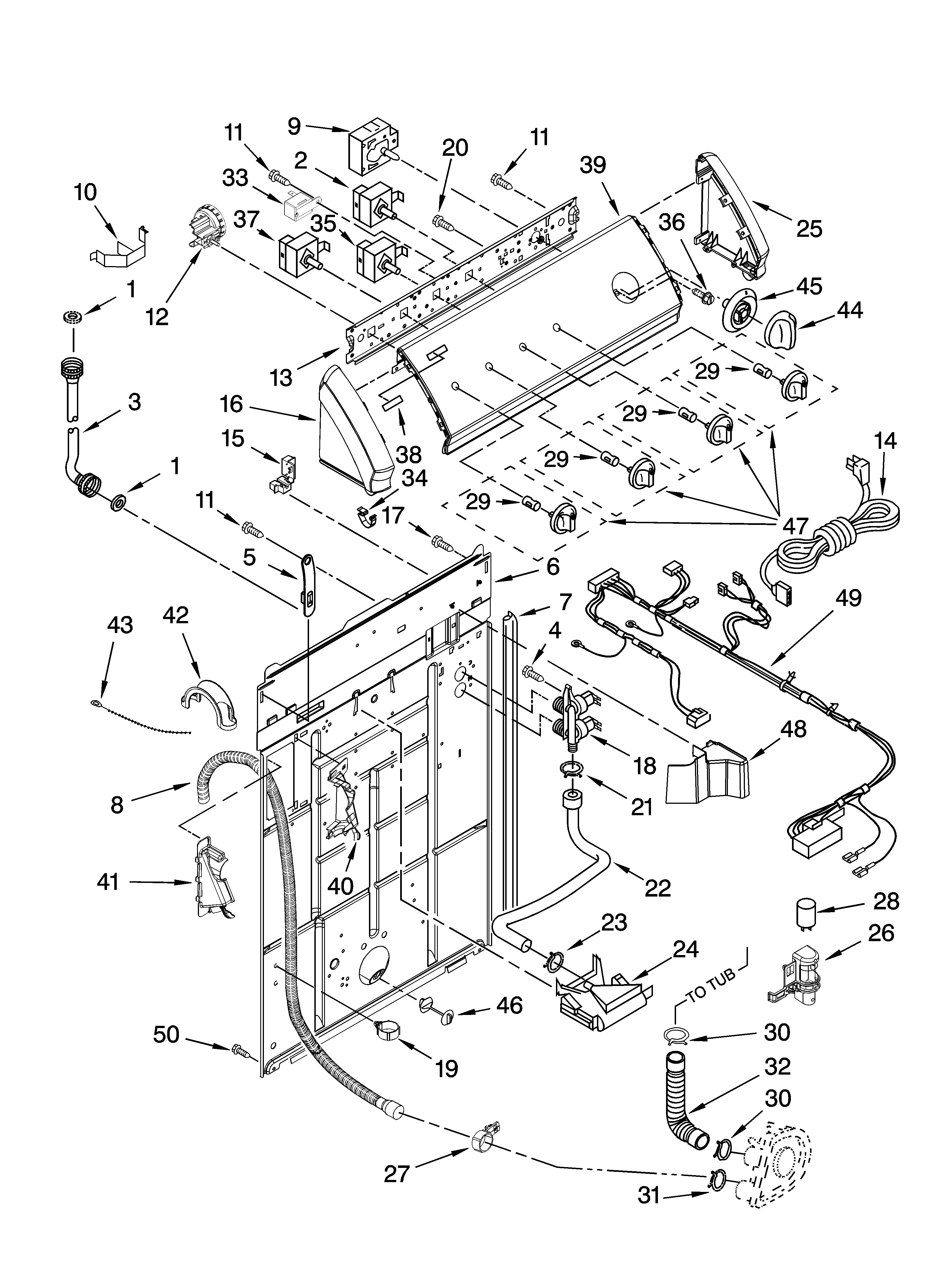 Controls and rear panel parts