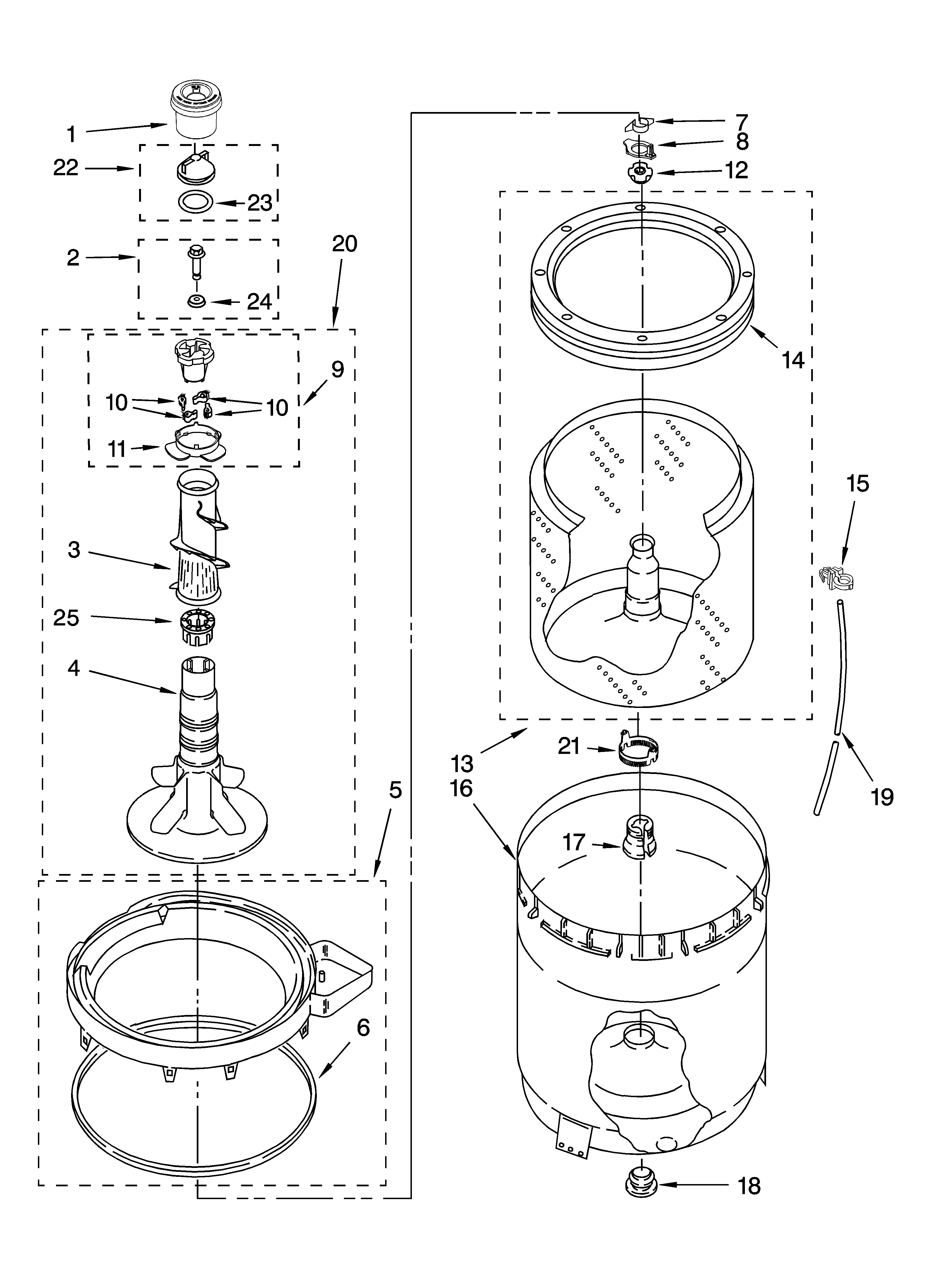 Agitator, basket and tub parts