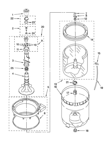 Agitator, basket and tub parts