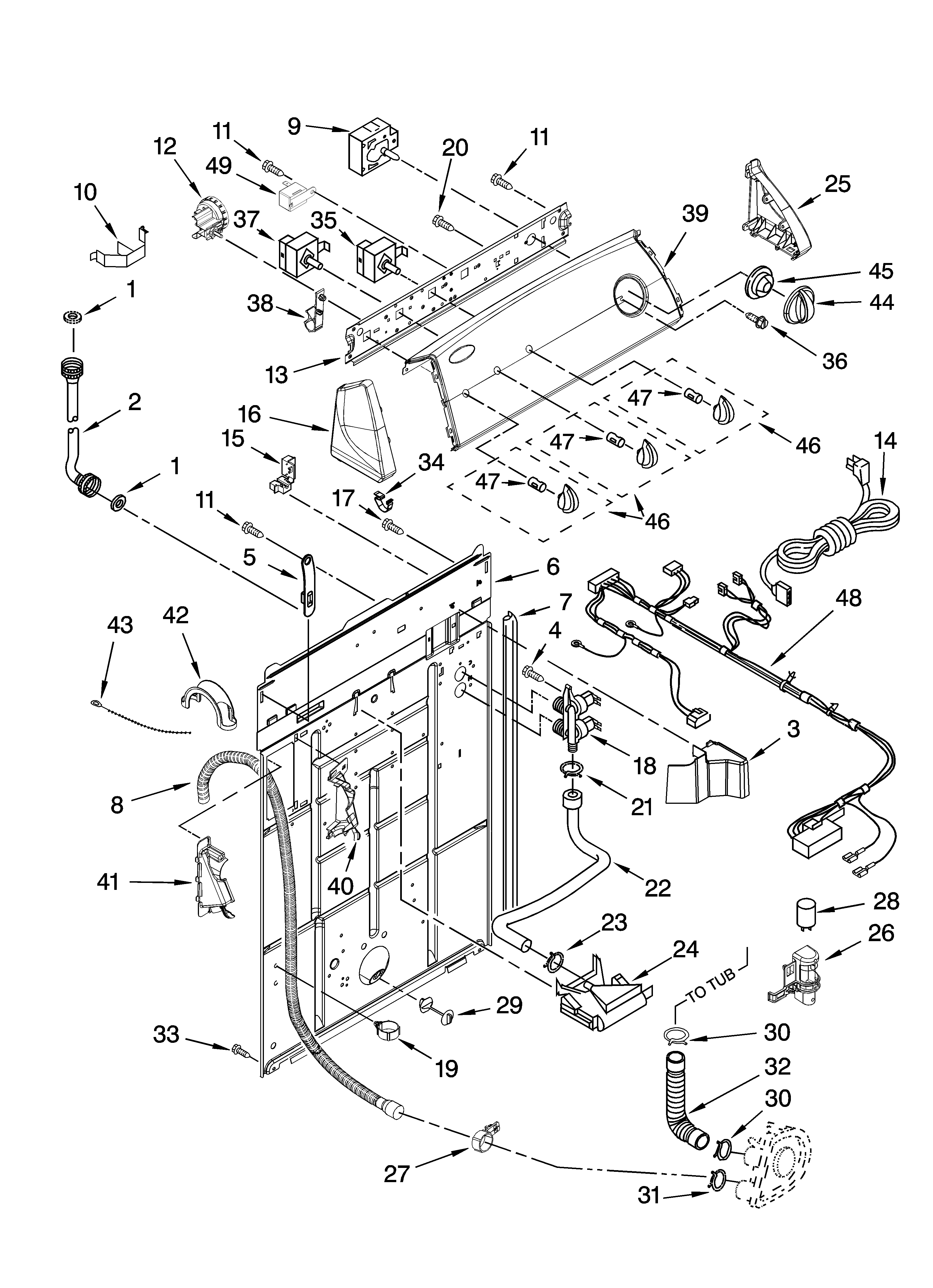 Controls and rear panel parts