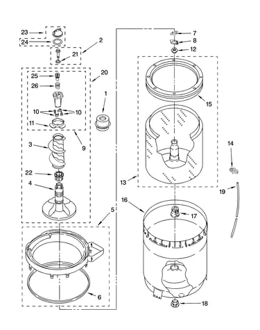 Agitator, basket and tub parts