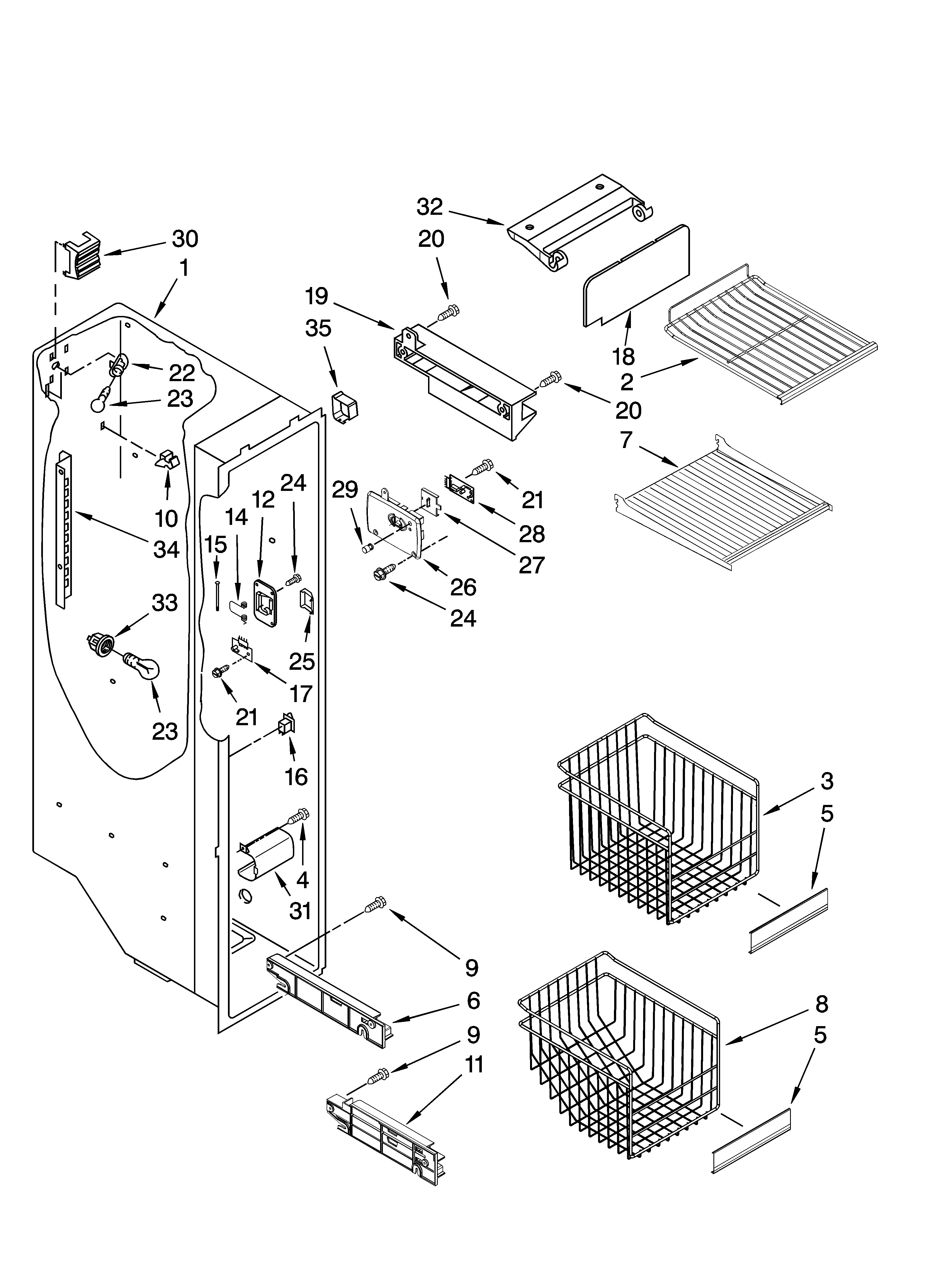 Freezer liner parts