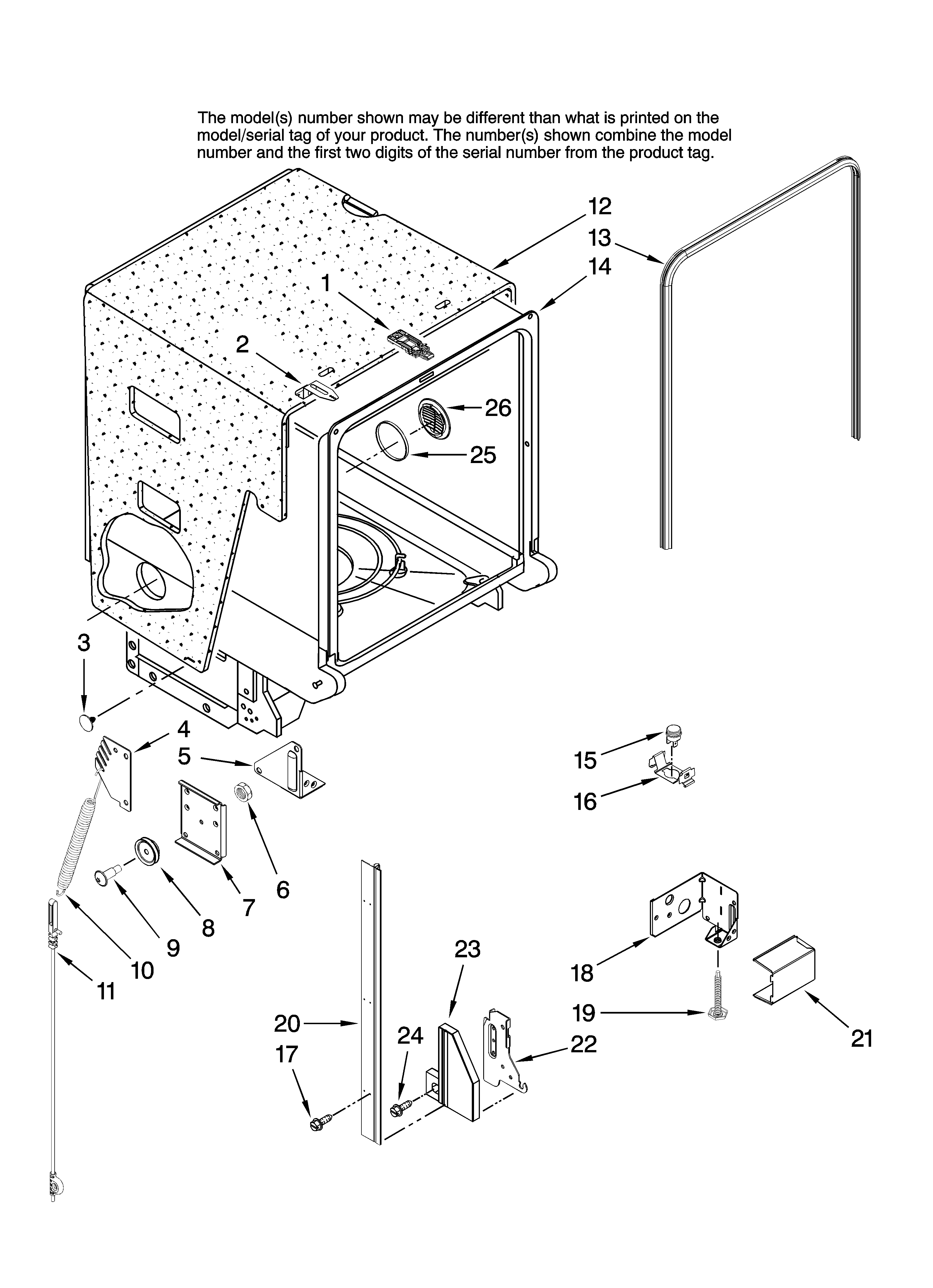 Tub and frame parts