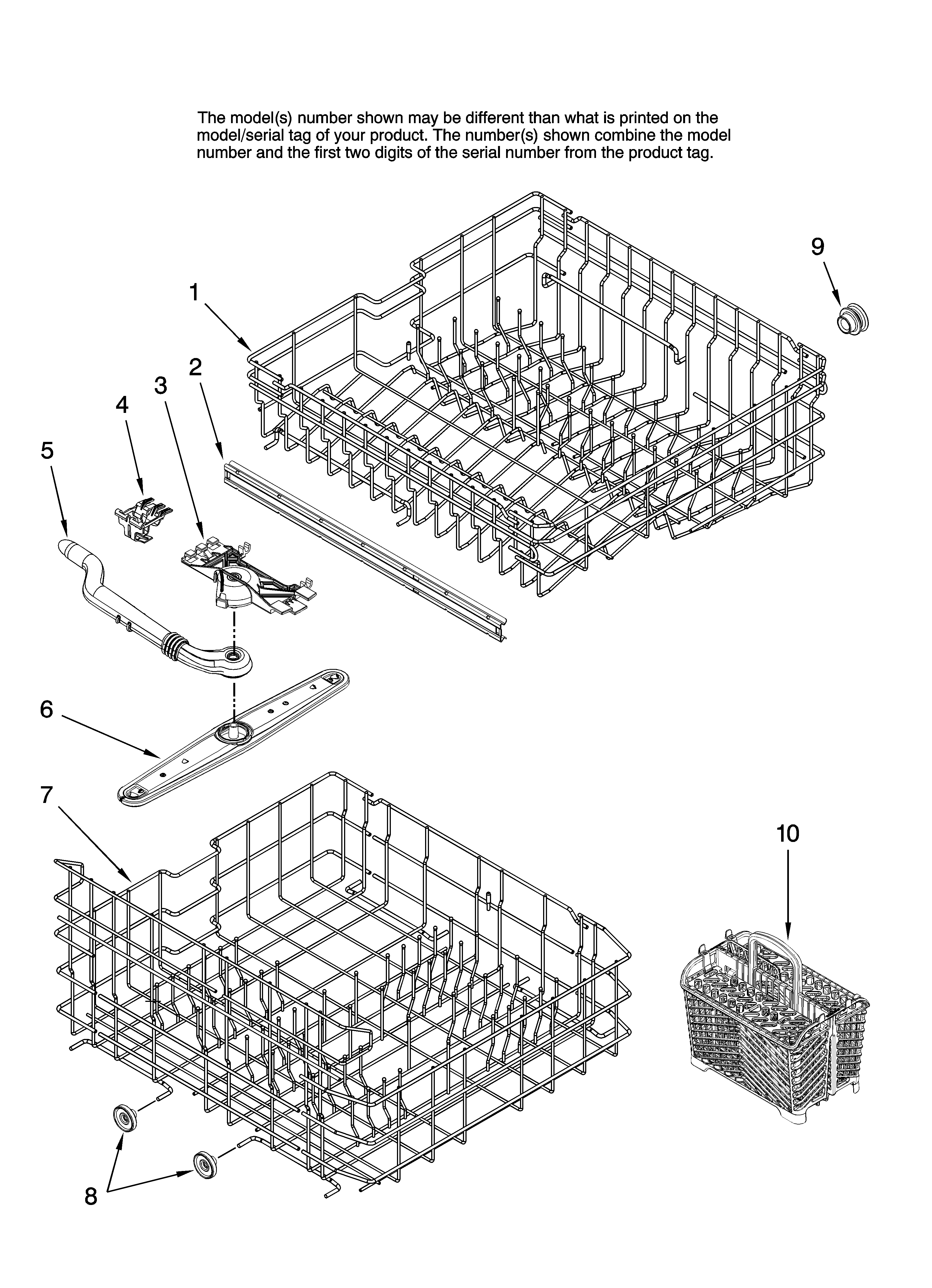 Upper and lower rack parts