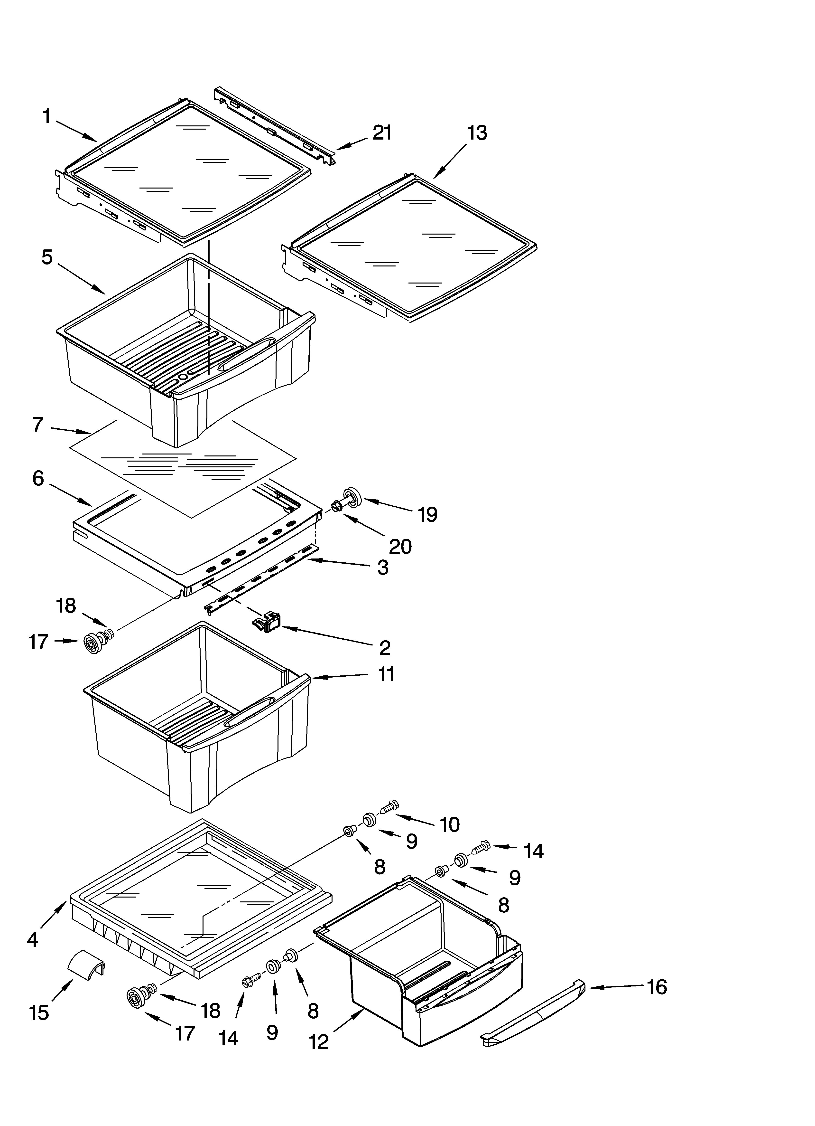 Refrigerator shelf parts