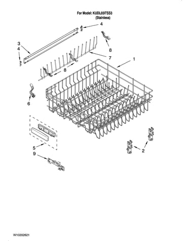 Upper rack and track parts