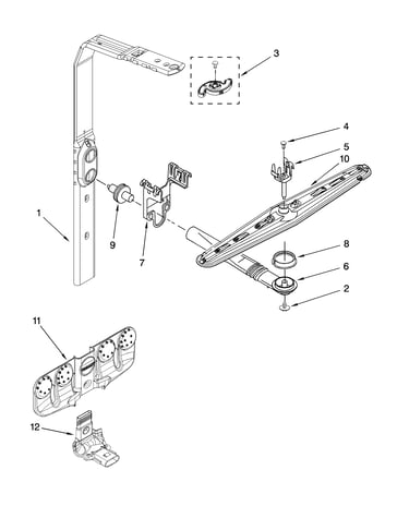 Upper wash and rinse parts
