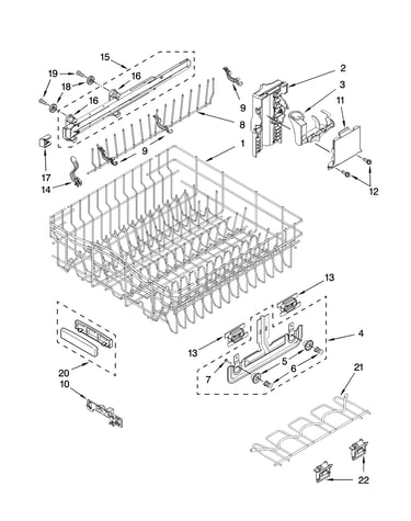 Upper rack and track parts