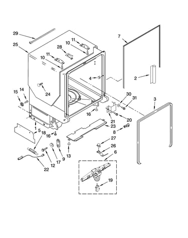 Tub and frame parts