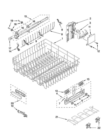 Upper rack and track parts