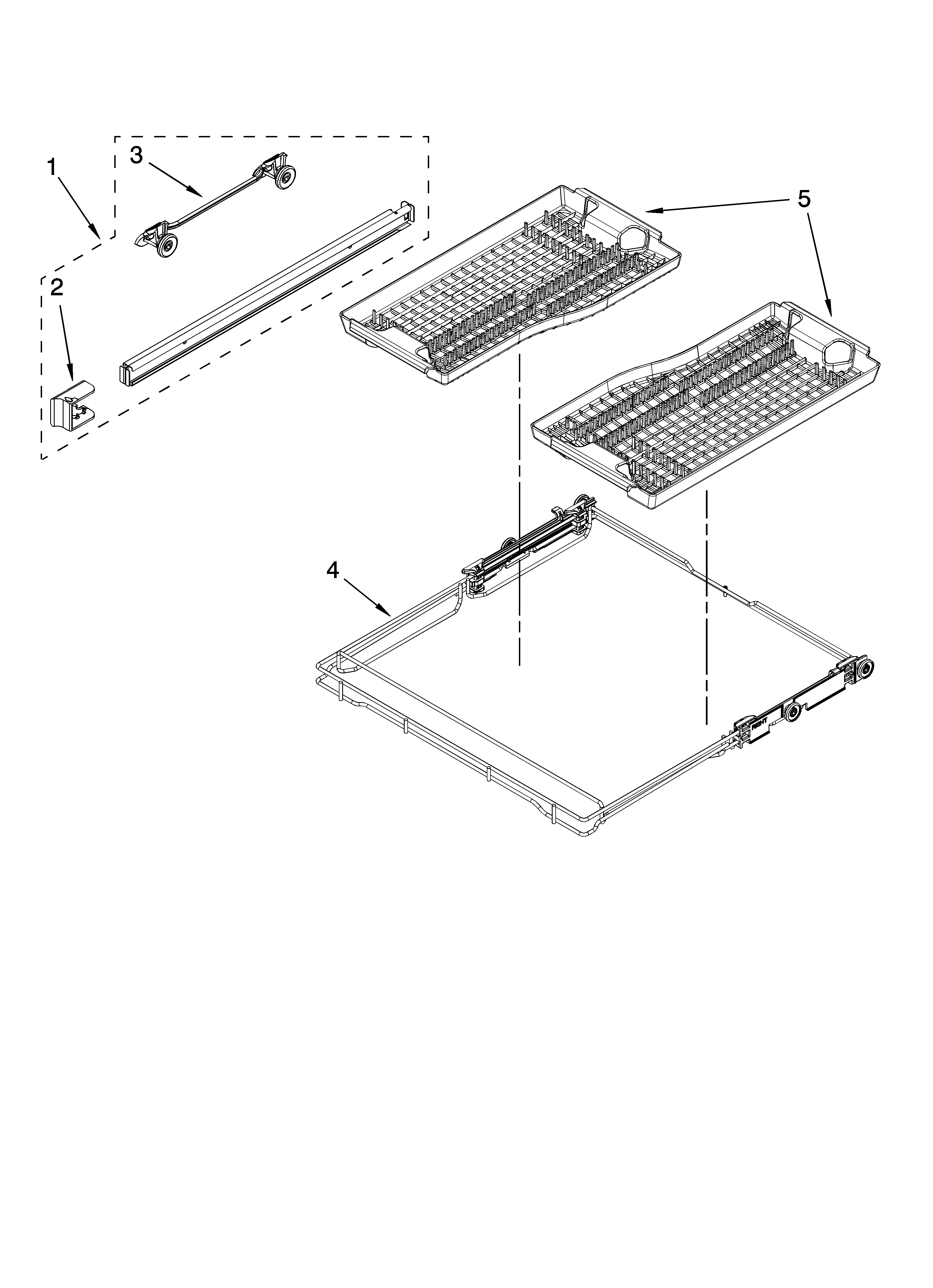 Third level rack and track parts
