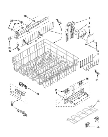 Upper rack and track parts