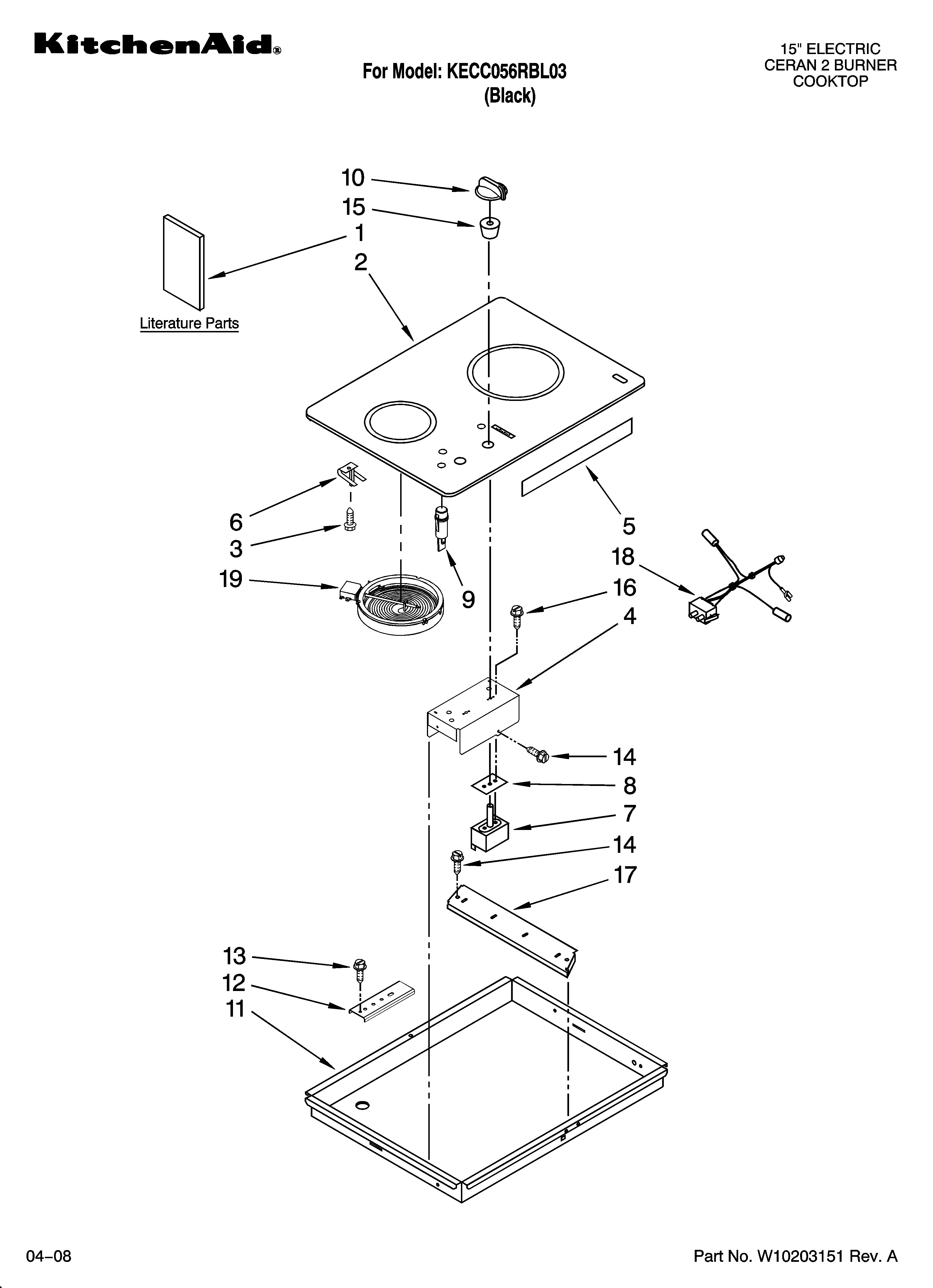 Cooktop parts, optional parts (not included)