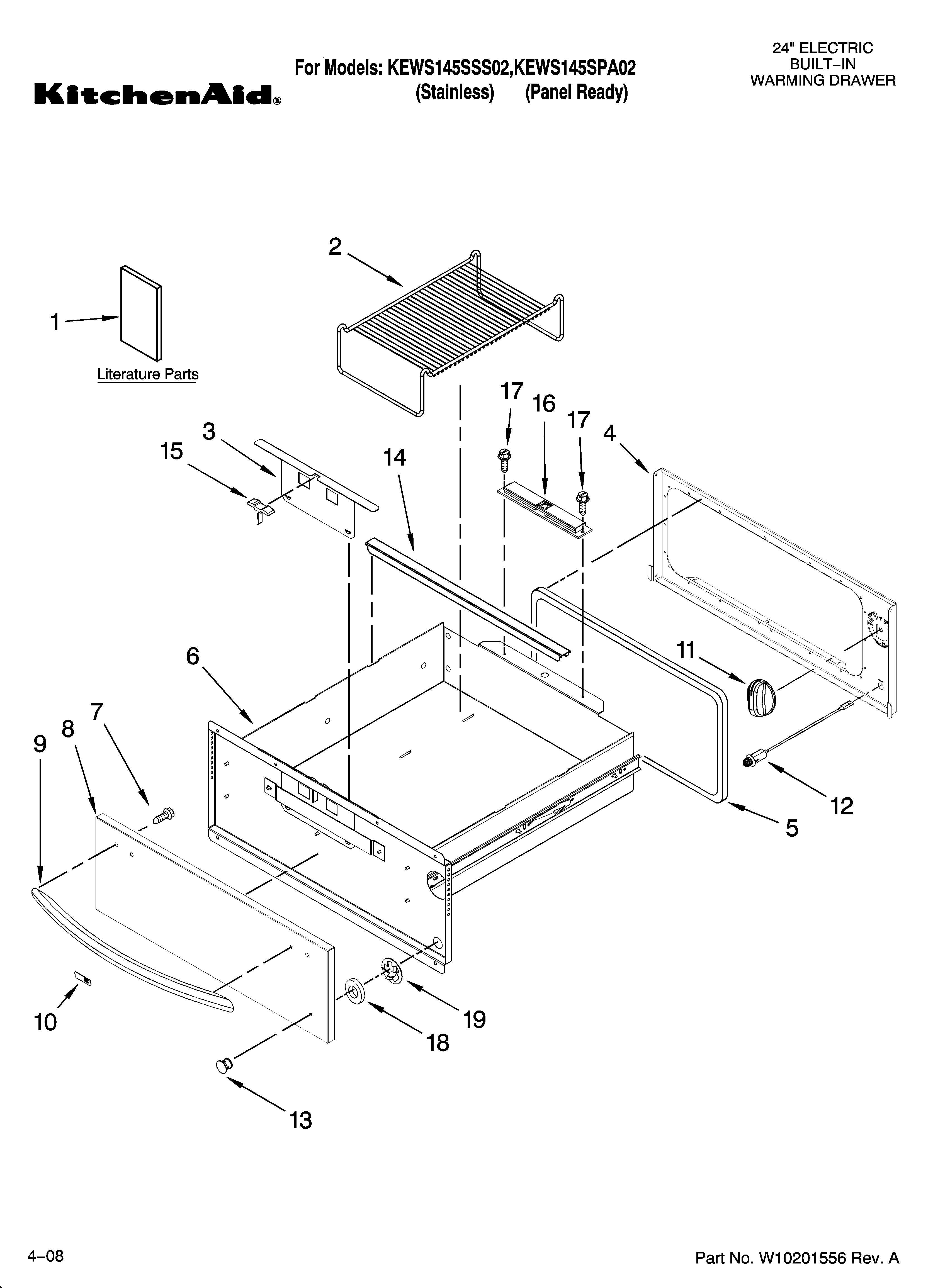 Control, door and drawer parts